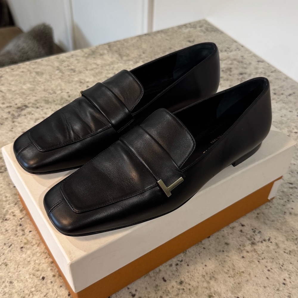 Lafayette 148 Eve Split Toe Black Leather Loafer - 8.5 - Picture 4 of 9